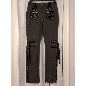 VTG Hot Topic Tripp Pants Euc Olive Green Cargo Flare Pants Y2K Euc Women's Sz 3